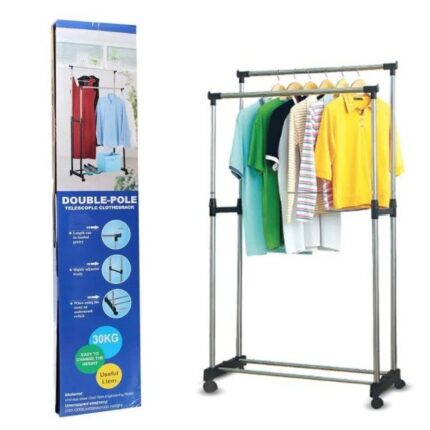 Double pole clothes rack